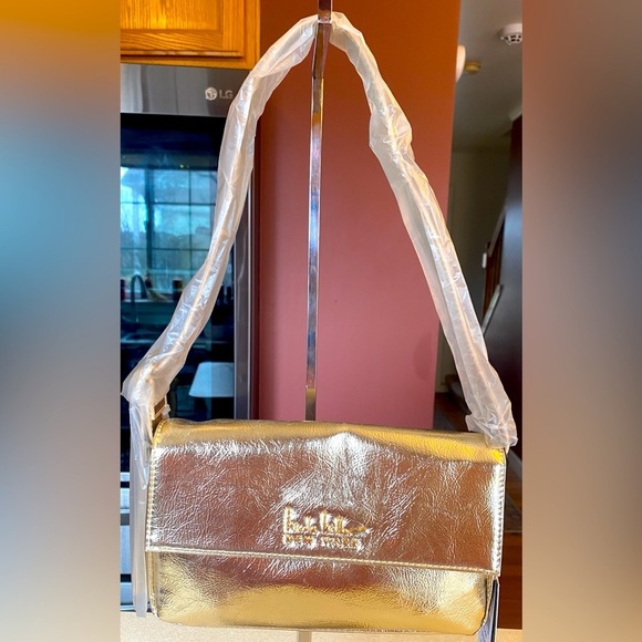 NICOLE MILLER Gold Metallic Shoulder Bag, NWT - Picture 1 of 10